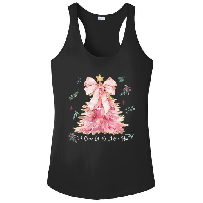 Oh Come Let Us Adore Him Coquette Bow Christmas Tree Ladies PosiCharge Competitor Racerback Tank