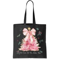 Oh Come Let Us Adore Him Coquette Bow Christmas Tree Tote Bag