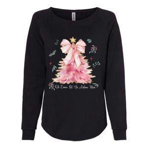 Oh Come Let Us Adore Him Coquette Bow Christmas Tree Womens California Wash Sweatshirt