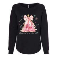 Oh Come Let Us Adore Him Coquette Bow Christmas Tree Womens California Wash Sweatshirt