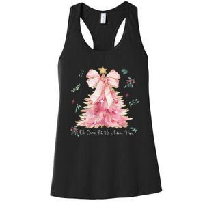 Oh Come Let Us Adore Him Coquette Bow Christmas Tree Women's Racerback Tank