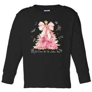 Oh Come Let Us Adore Him Coquette Bow Christmas Tree Toddler Long Sleeve Shirt