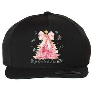 Oh Come Let Us Adore Him Coquette Bow Christmas Tree Wool Snapback Cap