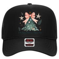 Oh Come Let Us Adore Him Jesus Christmas Tree Coquette Bow High Crown Mesh Back Trucker Hat