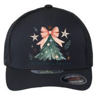 Oh Come Let Us Adore Him Jesus Christmas Tree Coquette Bow Flexfit Unipanel Trucker Cap