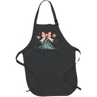 Oh Come Let Us Adore Him Jesus Christmas Tree Coquette Bow Full-Length Apron With Pockets