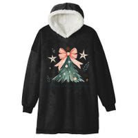 Oh Come Let Us Adore Him Jesus Christmas Tree Coquette Bow Hooded Wearable Blanket