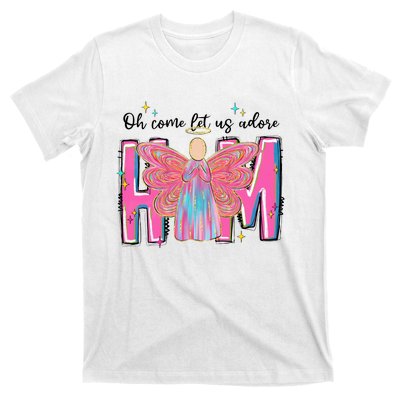 Oh Come Let Us Adore Him Christmas Holiday Xmas Holiday Jesus T-Shirt