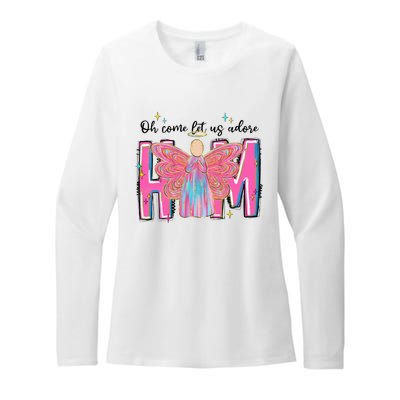 Oh Come Let Us Adore Him Christmas Holiday Xmas Holiday Jesus Womens CVC Long Sleeve Shirt