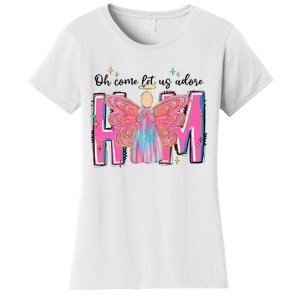 Oh Come Let Us Adore Him Christmas Holiday Xmas Holiday Jesus Women's T-Shirt