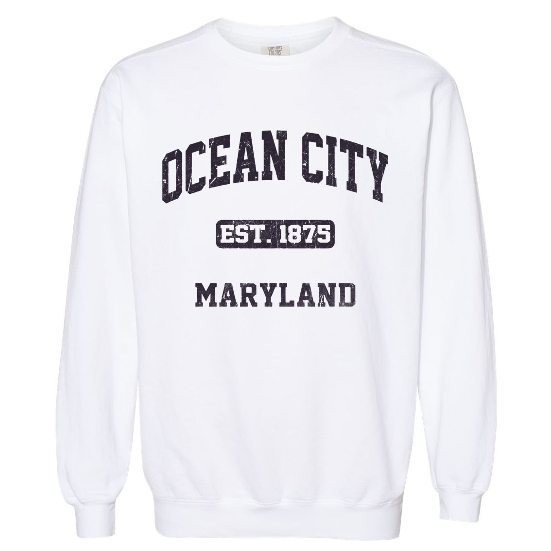 Ocean City Maryland MD Vintage State Athletic Style Garment-Dyed Sweatshirt