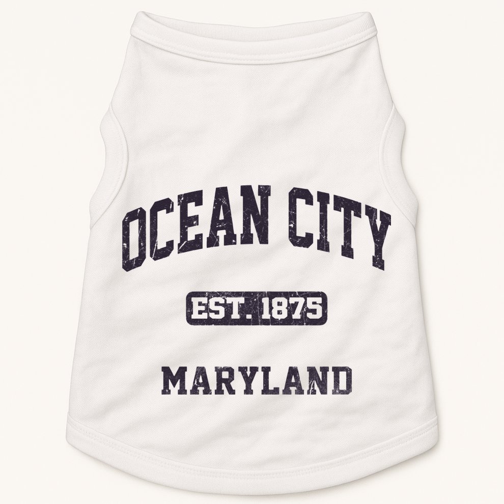 Ocean City Maryland MD Vintage State Athletic Style Doggie Tank