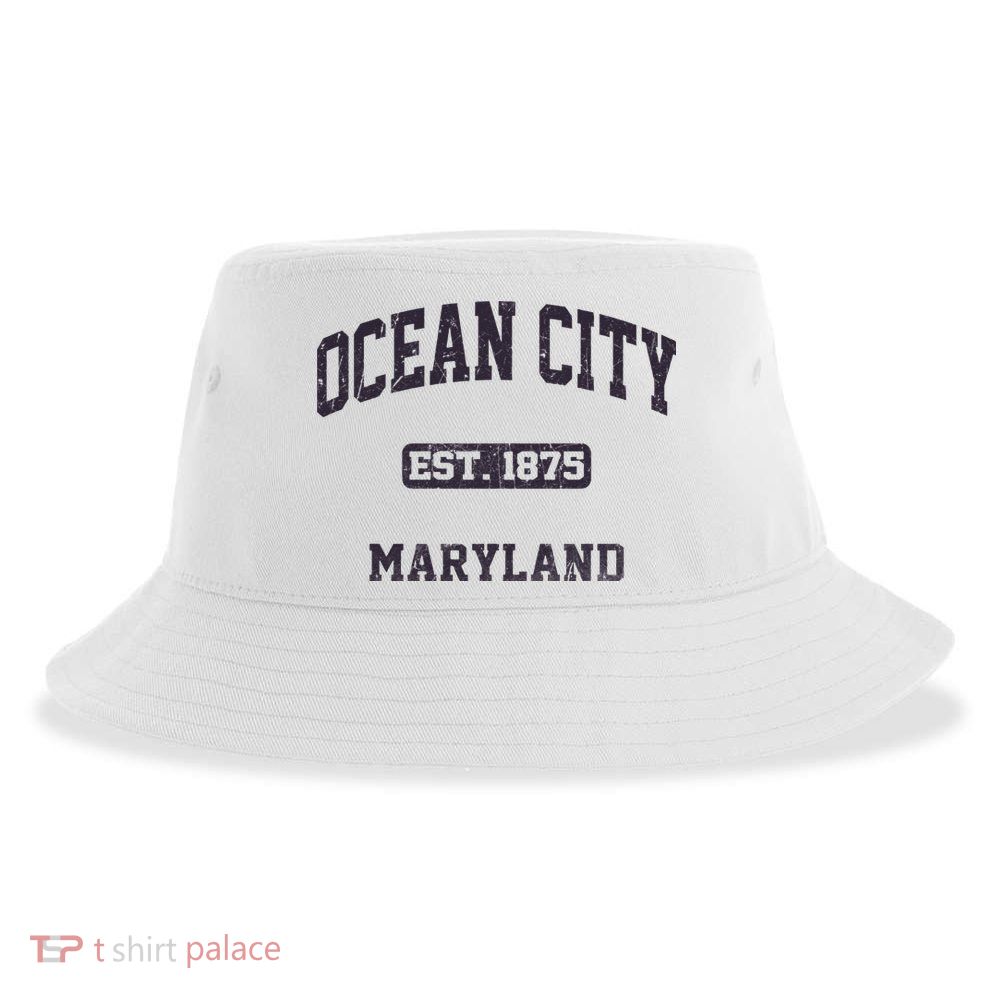 Ocean City Maryland MD Vintage State Athletic Style Sustainable Bucket Hat