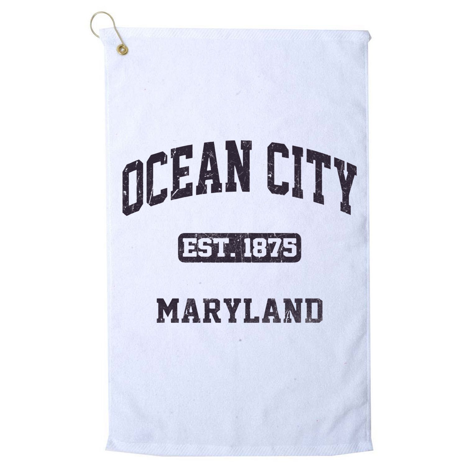 Ocean City Maryland MD Vintage State Athletic Style Golf Towel