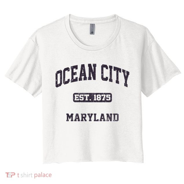 Ocean City Maryland MD Vintage State Athletic Style Crop Top