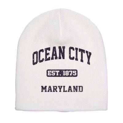 Ocean City Maryland MD Vintage State Athletic Style Short Acrylic Beanie