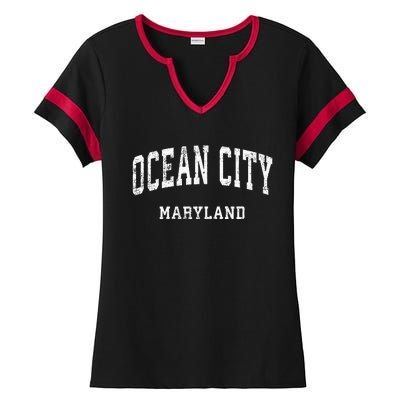 Ocean City Maryland MD Vintage Athletic Sports Design Ladies Halftime Notch Neck Tee