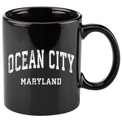 Ocean City Maryland MD Vintage Athletic Sports Design 11oz C Handle Ceramic Mug