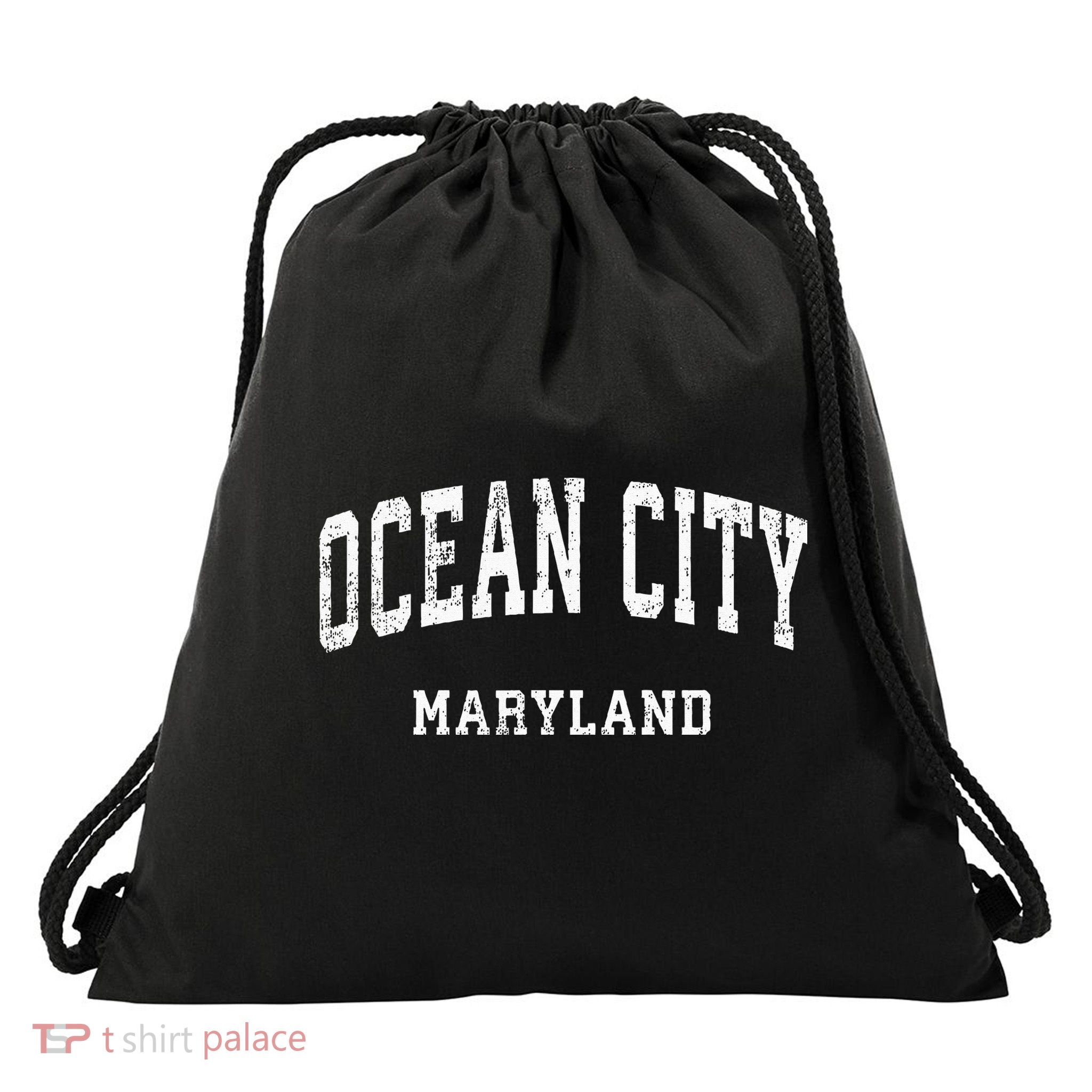 Ocean City Maryland MD Vintage Athletic Sports Design Drawstring Bag