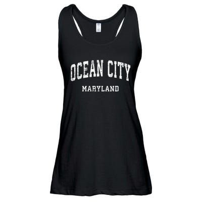 Ocean City Maryland MD Vintage Athletic Sports Design Ladies Essential Flowy Tank