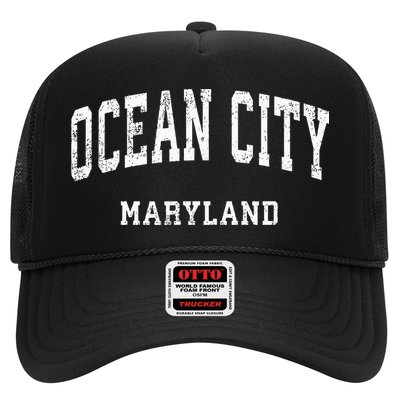 Ocean City Maryland MD Vintage Athletic Sports Design Trucker Hat