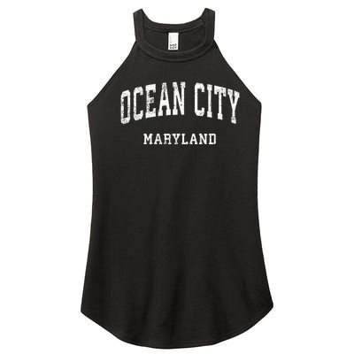 Ocean City Maryland MD Vintage Athletic Sports Design Women's Perfect Tri Rocker Tank