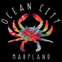 Ocean City Maryland Crab Tie Dye Summer Vacation Flat Bill Trucker Hat