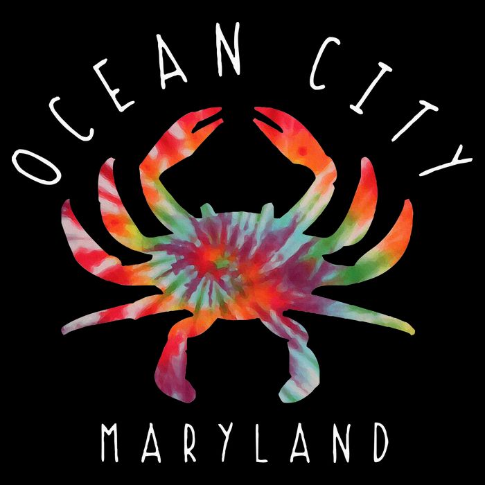 Ocean City Maryland Crab Tie Dye Summer Vacation Flat Bill Trucker Hat