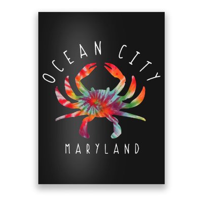 Ocean City Maryland Crab Tie Dye Summer Vacation Poster
