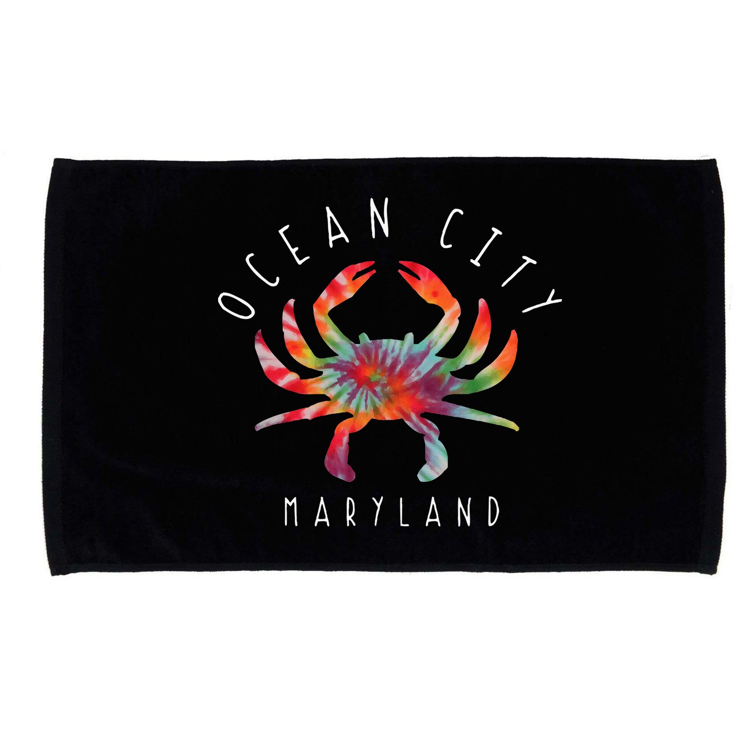 Ocean City Maryland Crab Tie Dye Summer Vacation Microfiber Hand Towel