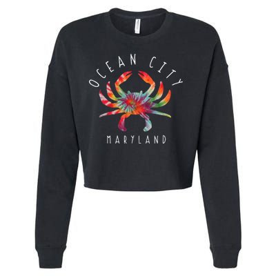 Ocean City Maryland Crab Tie Dye Summer Vacation Cropped Pullover Crew