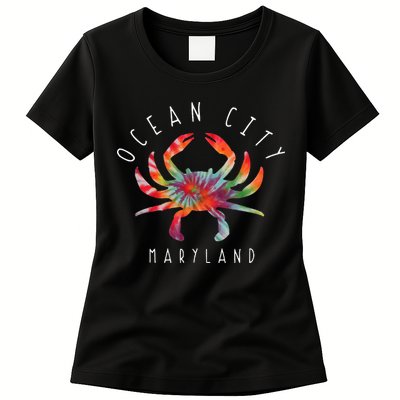 Ocean City Maryland Crab Tie Dye Summer Vacation Womens T-Shirt