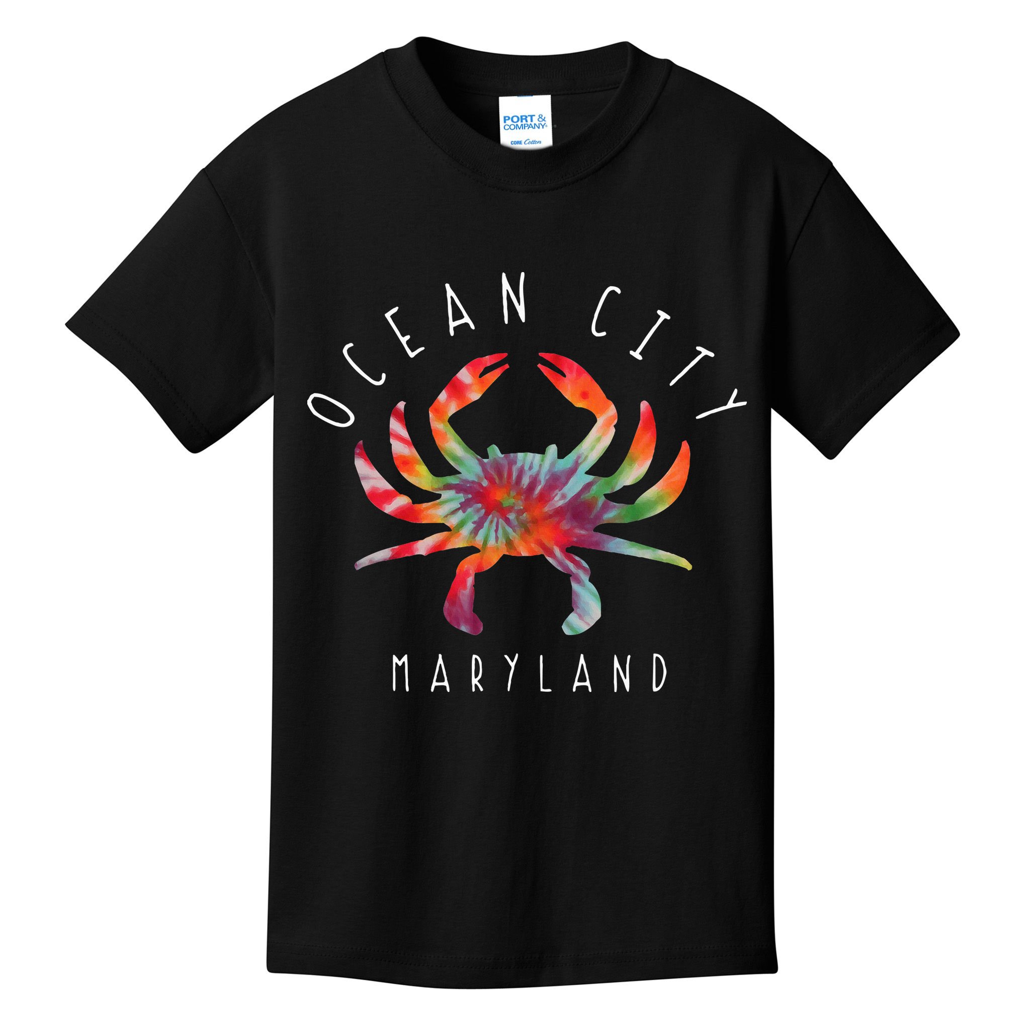 Ocean City Maryland Crab Tie Dye Summer Vacation Kids T-Shirt