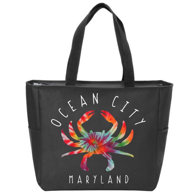 Ocean City Maryland Crab Tie Dye Summer Vacation Zip Tote Bag