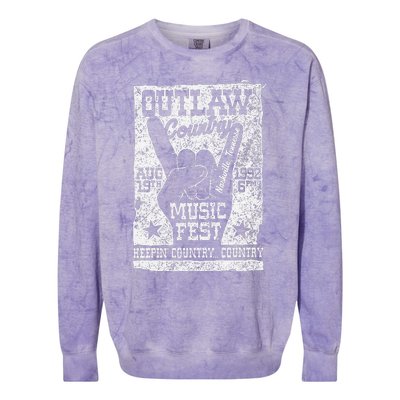 Outlaw Country Music Fest Nashville Vintage Graphic Colorblast Crewneck Sweatshirt