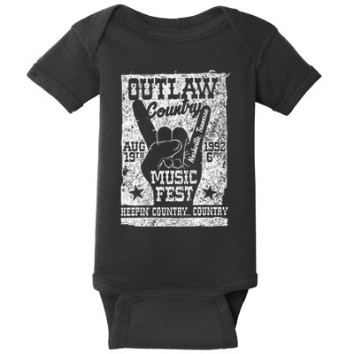 Outlaw Country Music Fest Nashville Vintage Graphic Baby Bodysuit
