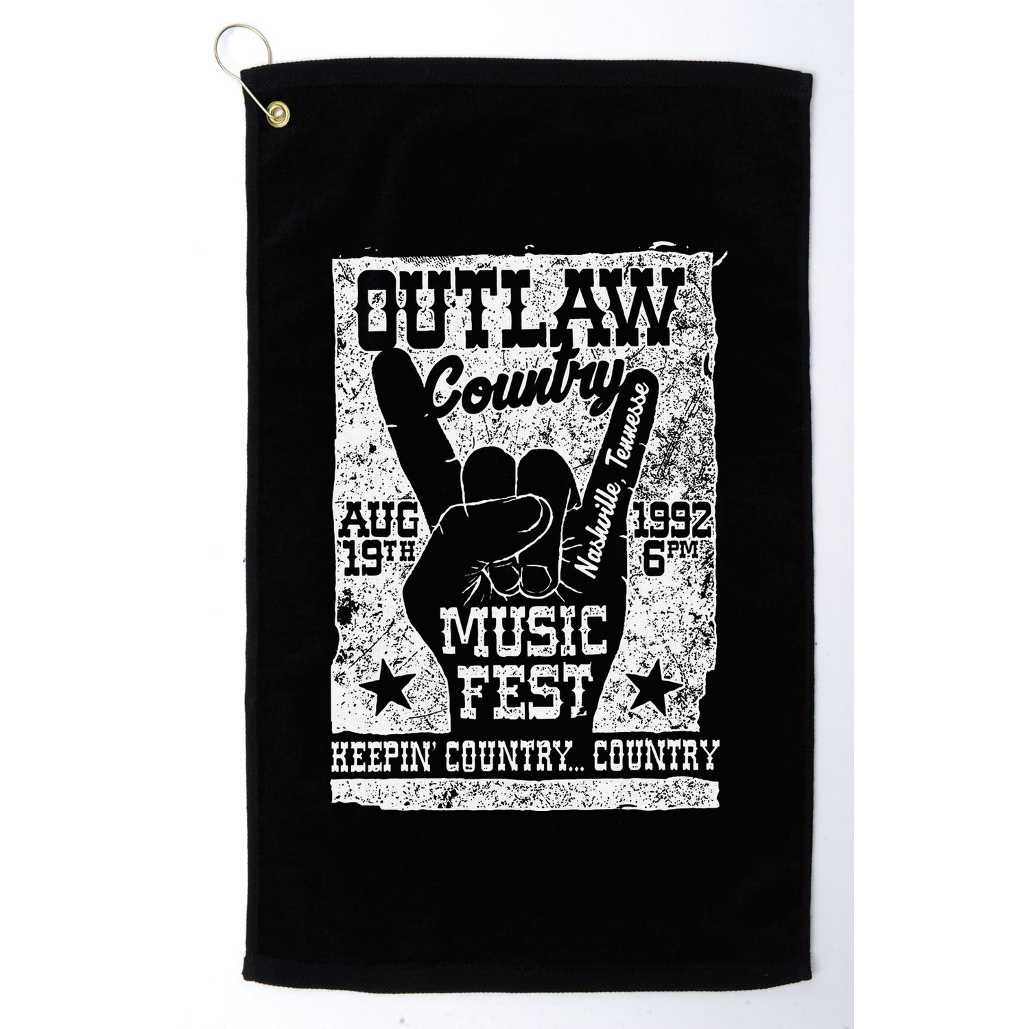 Outlaw Country Music Fest Nashville Vintage Graphic Golf Towel