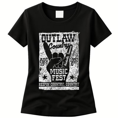 Outlaw Country Music Fest Nashville Vintage Graphic Womens T-Shirt
