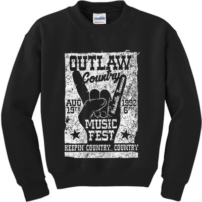 Outlaw Country Music Fest Nashville Vintage Graphic Kids Sweatshirt