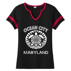 Ocean City Maryland Md Turtle Souvenir Sea Ladies Halftime Notch Neck Tee