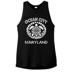 Ocean City Maryland Md Turtle Souvenir Sea Ladies PosiCharge Tri-Blend Wicking Tank