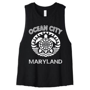 Ocean City Maryland Md Turtle Souvenir Sea Women's Racerback Cropped Tank