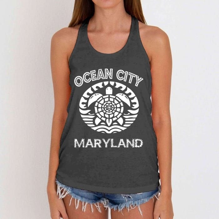 Ocean City Maryland Md Turtle Souvenir Sea Women's Knotted Racerback Tank