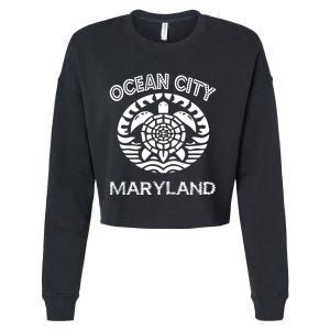 Ocean City Maryland Md Turtle Souvenir Sea Cropped Pullover Crew