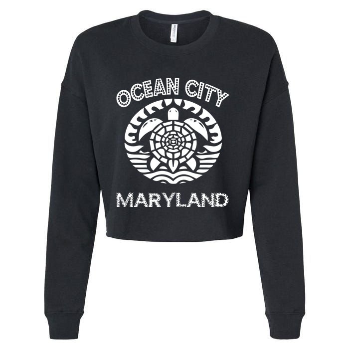 Ocean City Maryland Md Turtle Souvenir Sea Cropped Pullover Crew