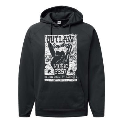 Outlaw Country Music Fest Nashville Vintage Graphic Performance Fleece Hoodie