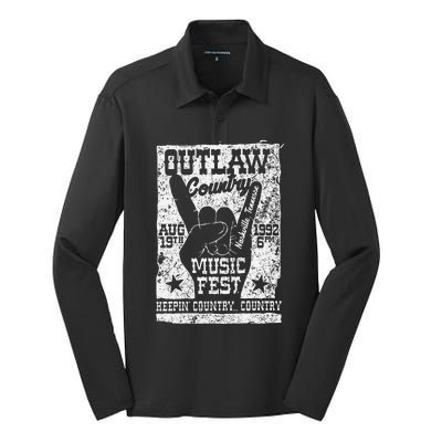 Outlaw Country Music Fest Nashville Vintage Graphic Silk Touch Performance Long Sleeve Polo