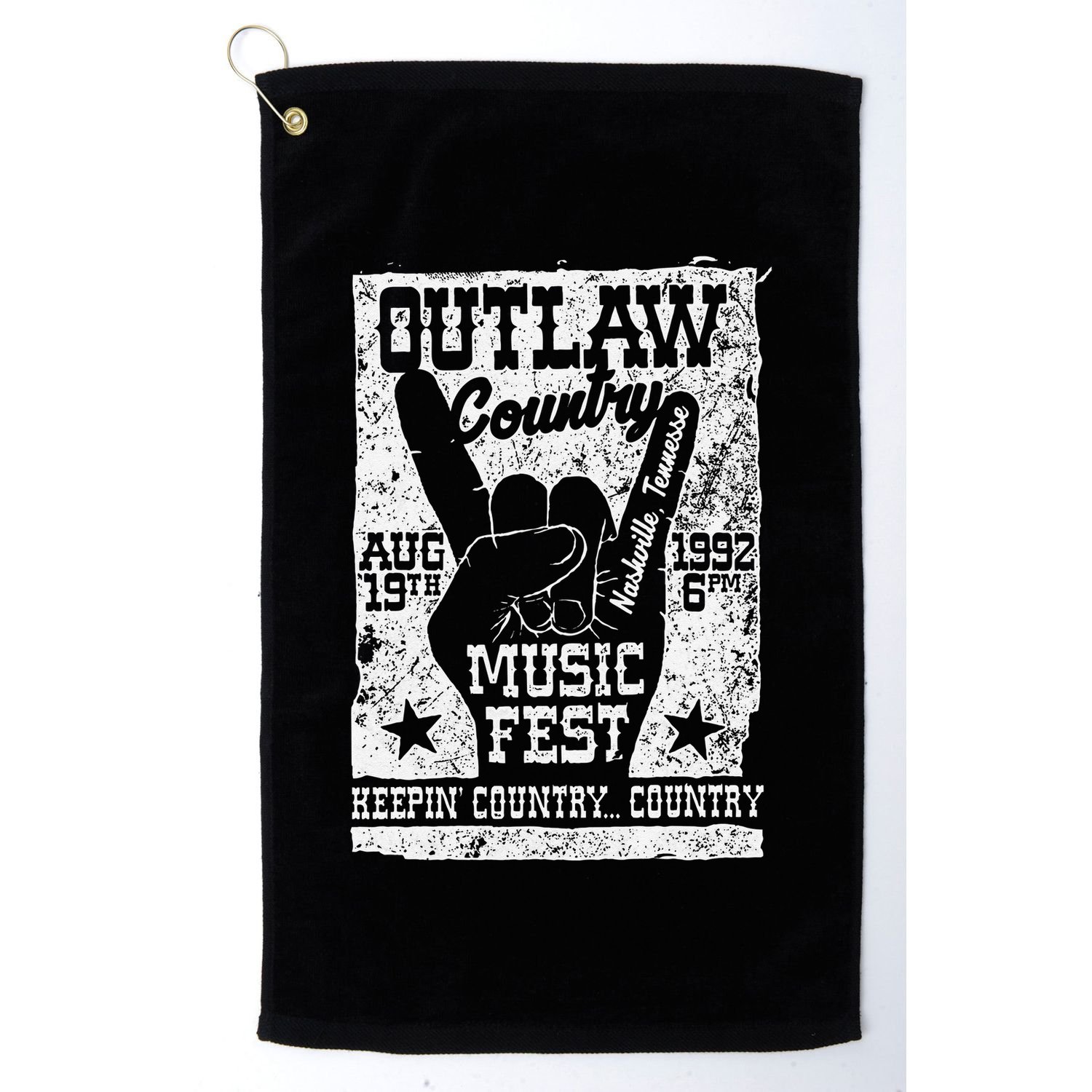 Outlaw Country Music Fest Nashville Vintage Graphic Golf Towel