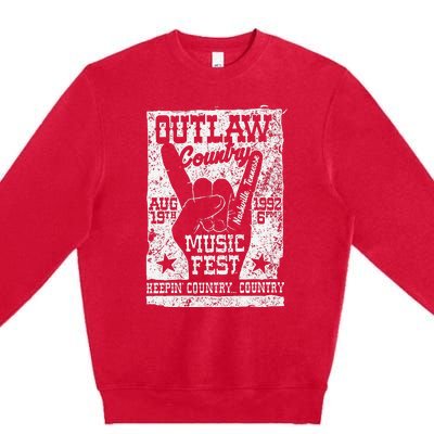 Outlaw Country Music Fest Nashville Vintage Graphic Premium Crewneck Sweatshirt