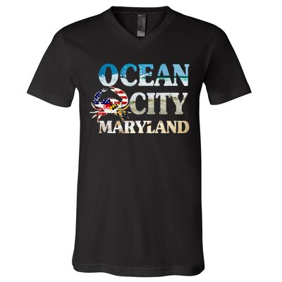 Ocean City Maryland Beach Vacation V-Neck T-Shirt